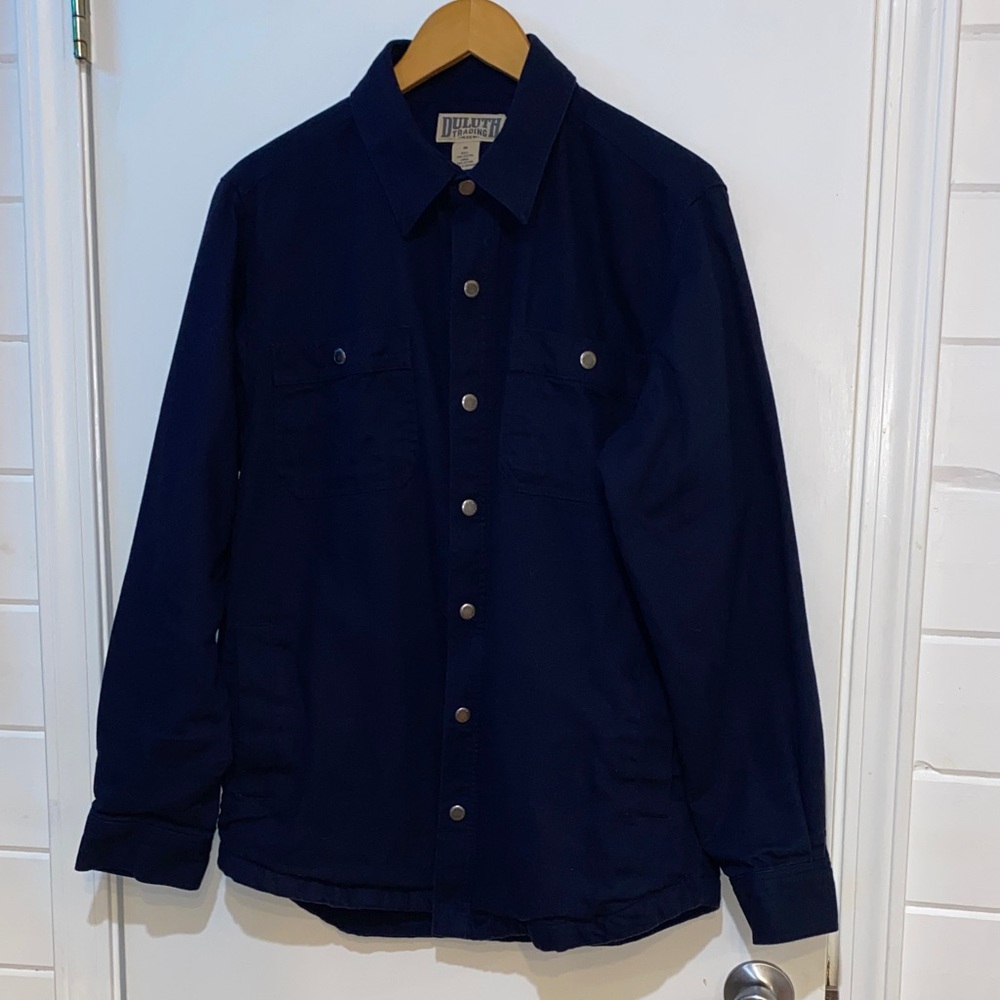 Duluth Trading Co Men's Navy  Snap Button-Up Jacket